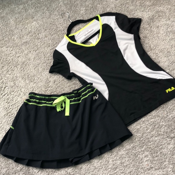 Fila Other - Fila skort and top black/neon yellow